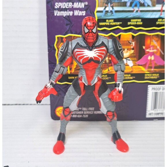 Spider-Man Vampire Wars Action Figure Anti-Vampire Spidey ToyBiz Complete & Card - Picture 6 of 6